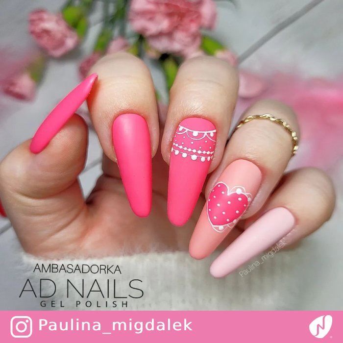 Pink Nails with Heart